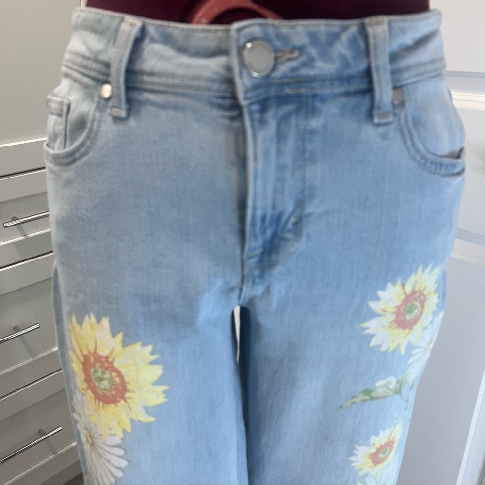 JORDACHE Boho Boyfriend Fit Daisy Jeans Yellow White Floral Light Blue Size 4 - Picture 4 of 16
